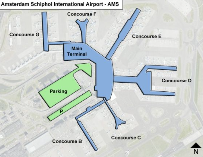 AMS Airport gates map