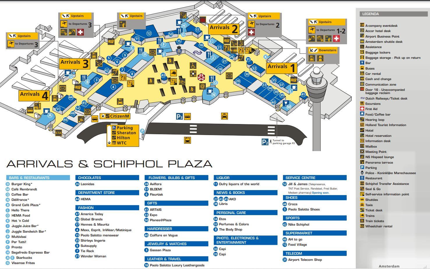 AMS Airport arrivals map